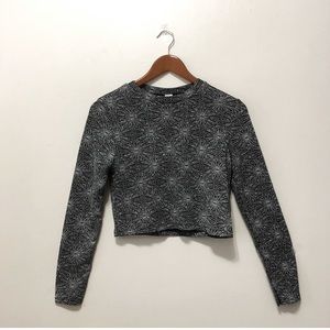 Long sleeve crop top shirt with glitter